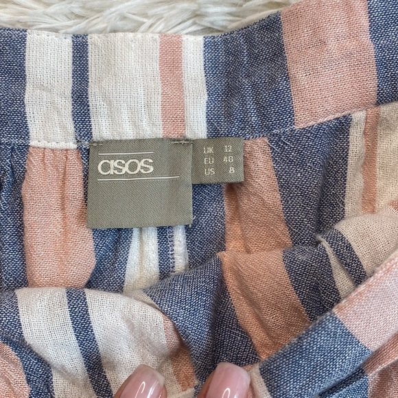 ASOS DESIGN woven stripe frill beach sarong skirt - Picture 3 of 6